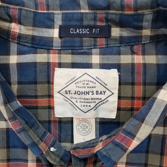 St. John's Bay men's long-sleeve button-down shirt Classic Fit Size L - Picture 10 of 11